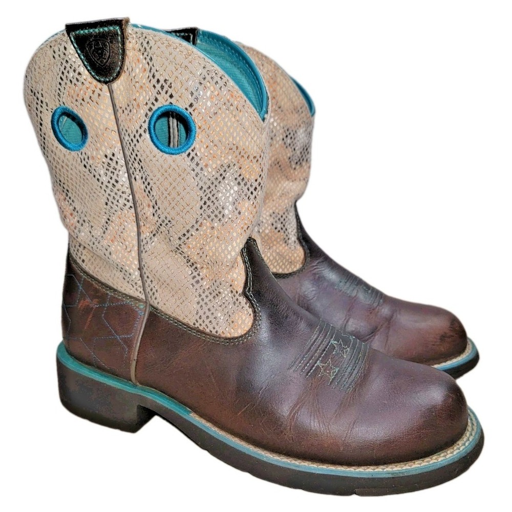 Ariat Fatbaby Starstruck Boots Women's Size 10B Brown Western Faux Snakeskin